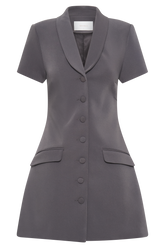 Paolina Collared Suiting Mini Dress - Charcoal